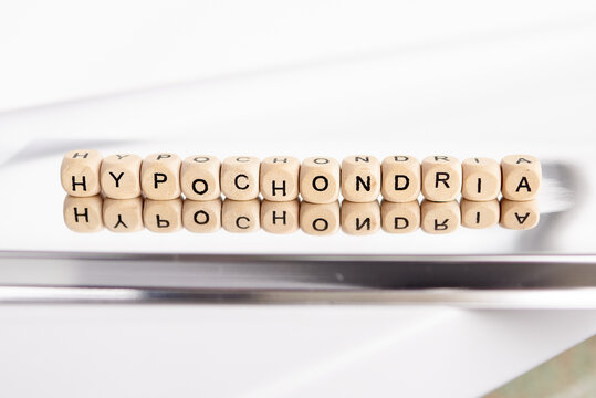 Word hypochondria by wooden cubes