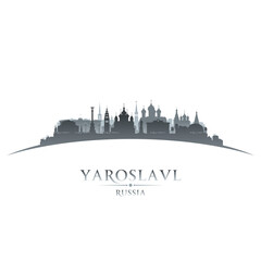 Fototapeta premium Yaroslavl Russia city silhouette white background