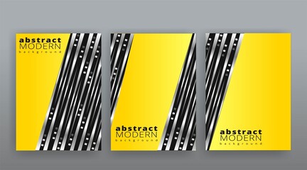 Yellow and silver abstract futuristic templates set, modern creative vector pattern design for web and print decoration,