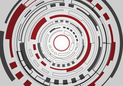 Abstract technology futuristic concept gray and red circles HUD display