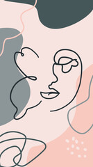 butterfly Surreal Faces Continuous line, faces and hairstyle, fashion concept, woman beauty minimalist, illustration pretty sexy. Contemporary portrait.