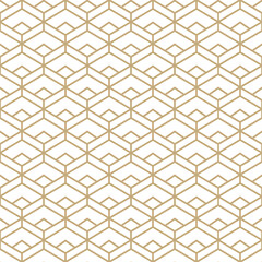 Abstract simple pattern with golden grid. Gold and white geometric background. Seamless texture in minimal style.
