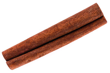 Single cinnamon stick isolated on white background