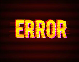 Error 404 page in glitch style. Page not found concept. System error illustration. Geometric shape with tv distortion effect. Glow light with vhs glitch effect. Vector eps 10 web site page glitched