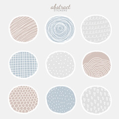 Abstract set stickers for printing in pastel colors