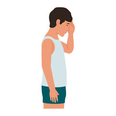 Vector illustration of a guy experiencing stress, isolated on a white background