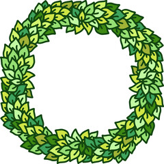 Eco style print. Leaves green outline frame. Natural sketch ornament. Vector illustration.