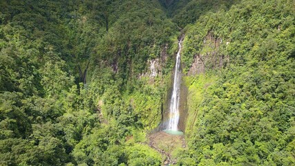Aerial view of the Carbet Falls in Guadeloupe