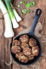 Homemade cutlets with leeks. Passover food