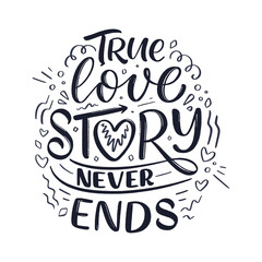 Card with slogan about love in calligraphy style. Vector abstract lettering composition. Trendy graphic design for print. Motivation poster. Quote for Valentine's Day.