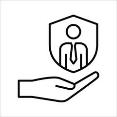 An inclusive workplace. Employee’s Protection Filled icon vector illustration on white background