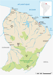 detailed vector map of the South American state of French Guiana 