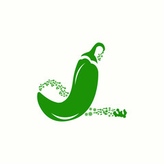 green herbs logo type l with icon chilli vector design	