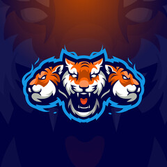 A Pack of Tigers e-Sport Mascot Logo Design Illustration Vector