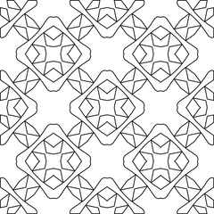 Geometric vector pattern with triangular elements. Seamless abstract ornament for wallpapers and backgrounds. Black and white colors. 