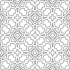 Geometric vector pattern with triangular elements. Seamless abstract ornament for wallpapers and backgrounds. Black and white colors. 