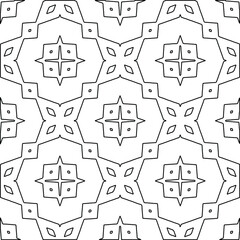 Geometric vector pattern with triangular elements. Seamless abstract ornament for wallpapers and backgrounds. Black and white colors. 