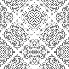 Geometric vector pattern with triangular elements. Seamless abstract ornament for wallpapers and backgrounds. Black and white colors. 