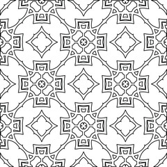 Geometric vector pattern with triangular elements. Seamless abstract ornament for wallpapers and backgrounds. Black and white colors. 