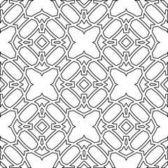 Geometric vector pattern with triangular elements. Seamless abstract ornament for wallpapers and backgrounds. Black and white colors. 