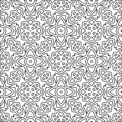 Geometric vector pattern with triangular elements. Seamless abstract ornament for wallpapers and backgrounds. Black and white colors. 