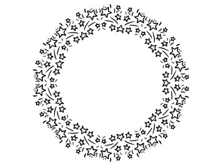 black and white stars frame ornamet hand drawn