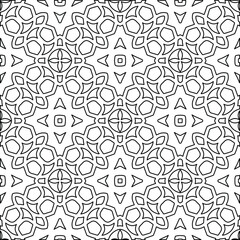 Geometric vector pattern with triangular elements. Seamless abstract ornament for wallpapers and backgrounds. Black and white colors. 
