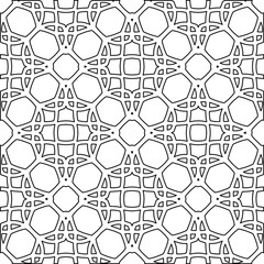  Geometric vector pattern with triangular elements. Seamless abstract ornament for wallpapers and backgrounds. Black and white colors. 