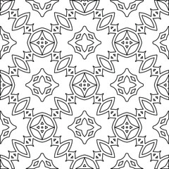  Geometric vector pattern with triangular elements. Seamless abstract ornament for wallpapers and backgrounds. Black and white colors. 