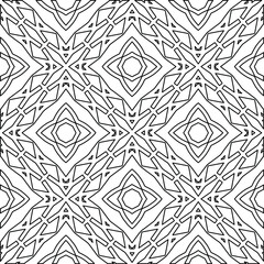  Geometric vector pattern with triangular elements. Seamless abstract ornament for wallpapers and backgrounds. Black and white colors. 