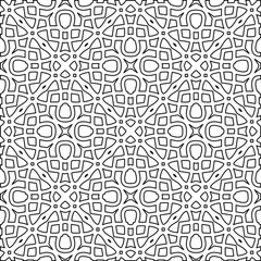  Geometric vector pattern with triangular elements. Seamless abstract ornament for wallpapers and backgrounds. Black and white colors. 