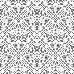  Geometric vector pattern with triangular elements. Seamless abstract ornament for wallpapers and backgrounds. Black and white colors. 