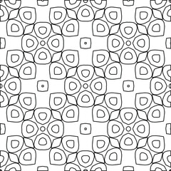  Geometric vector pattern with triangular elements. Seamless abstract ornament for wallpapers and backgrounds. Black and white colors. 