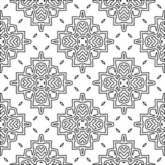  Geometric vector pattern with triangular elements. Seamless abstract ornament for wallpapers and backgrounds. Black and white colors. 