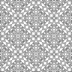  Geometric vector pattern with triangular elements. Seamless abstract ornament for wallpapers and backgrounds. Black and white colors. 