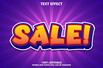 Sale text effect, cartoon text style