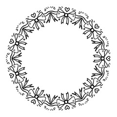 black and white floral frame ornamet hand drawn