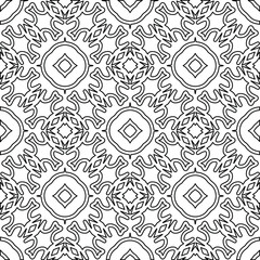  Geometric vector pattern with triangular elements. Seamless abstract ornament for wallpapers and backgrounds. Black and white colors. 