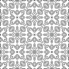  Geometric vector pattern with triangular elements. Seamless abstract ornament for wallpapers and backgrounds. Black and white colors. 