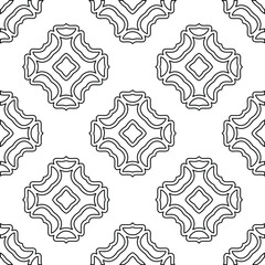  Geometric vector pattern with triangular elements. Seamless abstract ornament for wallpapers and backgrounds. Black and white colors. 