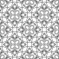  Geometric vector pattern with triangular elements. Seamless abstract ornament for wallpapers and backgrounds. Black and white colors. 