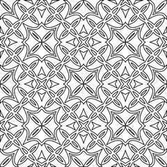  Geometric vector pattern with triangular elements. Seamless abstract ornament for wallpapers and backgrounds. Black and white colors. 