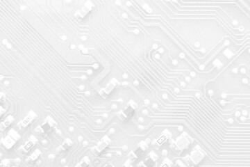 White texture background of printed circuit board. Computer technology background. Information...