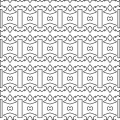  Geometric vector pattern with triangular elements. Seamless abstract ornament for wallpapers and backgrounds. Black and white colors. 