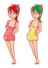 水着,立ちポーズ,エプロン,ガール