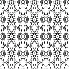  Geometric vector pattern with triangular elements. Seamless abstract ornament for wallpapers and backgrounds. Black and white colors. 