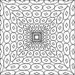  Geometric vector mandala with triangular elements. abstract ornament for wallpapers and backgrounds. Black and white colors. 