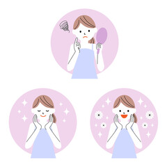 肌の悩みとスキンケア 女性 シンプル イラスト素材 / vector eps