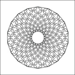  Geometric vector mandala with triangular elements. abstract ornament for wallpapers and backgrounds. Black and white colors. 