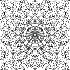  Geometric vector mandala with triangular elements. abstract ornament for wallpapers and backgrounds. Black and white colors. 